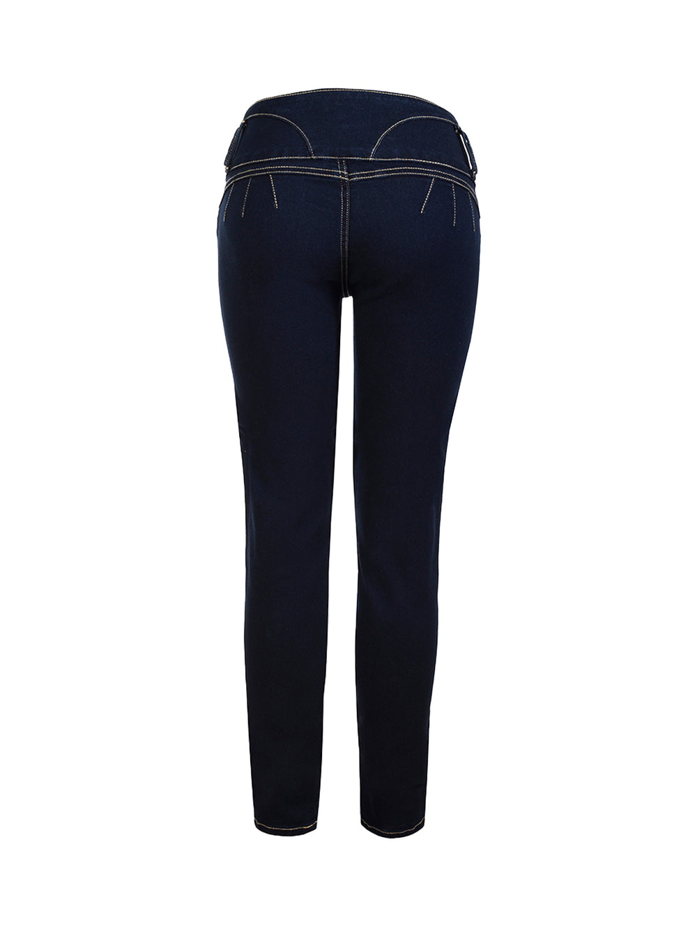 Jeans Lee para mujer en color azul marino oscuro, de corte ajustado y cintura alta con botones.