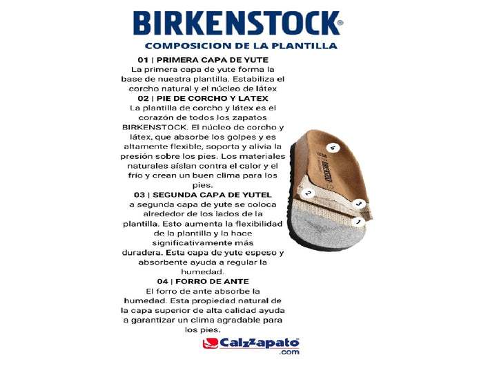 Sandalia blanca Birkenstock para mujer con plantilla de corcho y hebilla metálica.