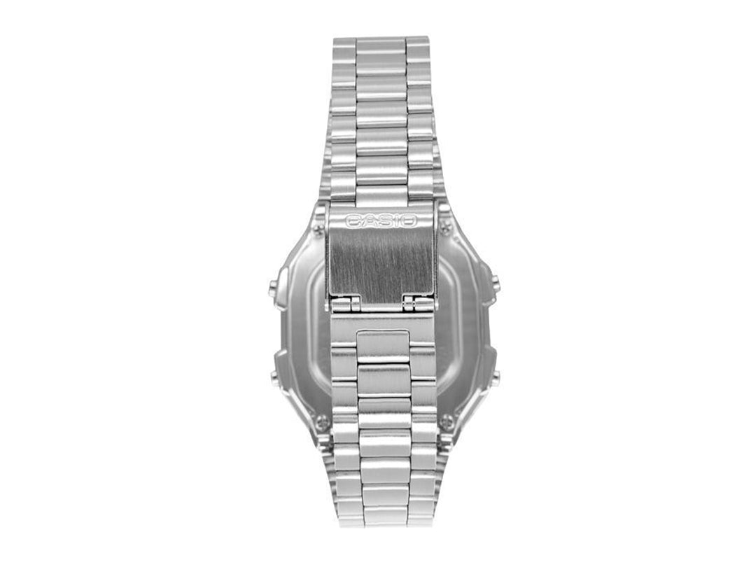 Reloj digital Casio A-178WA para hombre en color plata con correa de metal y pantalla rectangular.