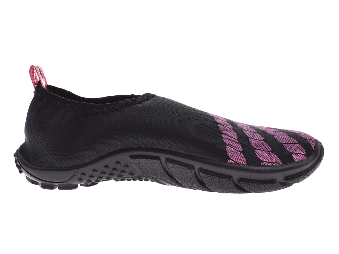 Zapatos acuáticos Luva para niña en color negro con rayas fucsia.