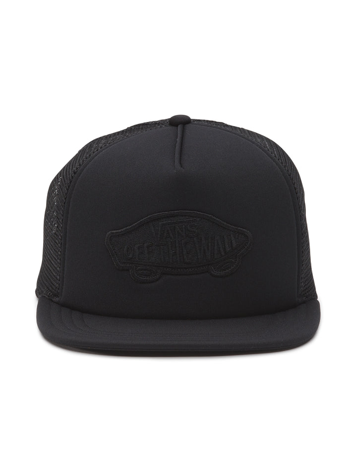 Gorra snapback color negro de la marca VANS con logotipo bordado en el frente y laterales de malla.