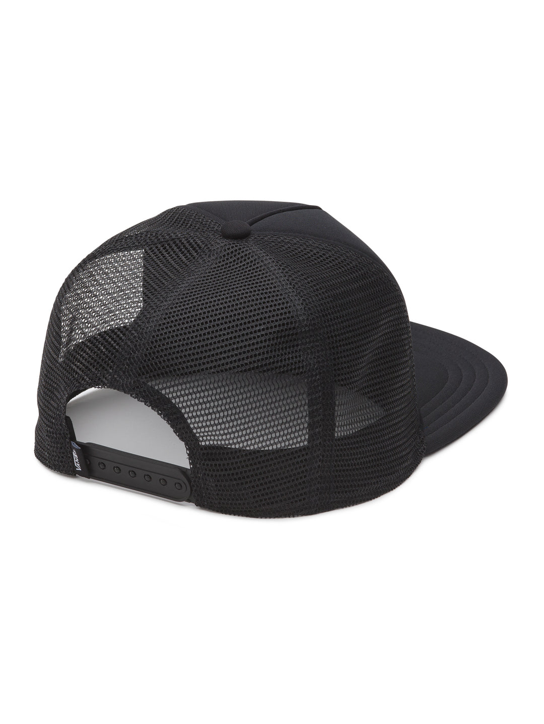 Gorra snapback color negro de la marca VANS con logotipo bordado en el frente y laterales de malla.