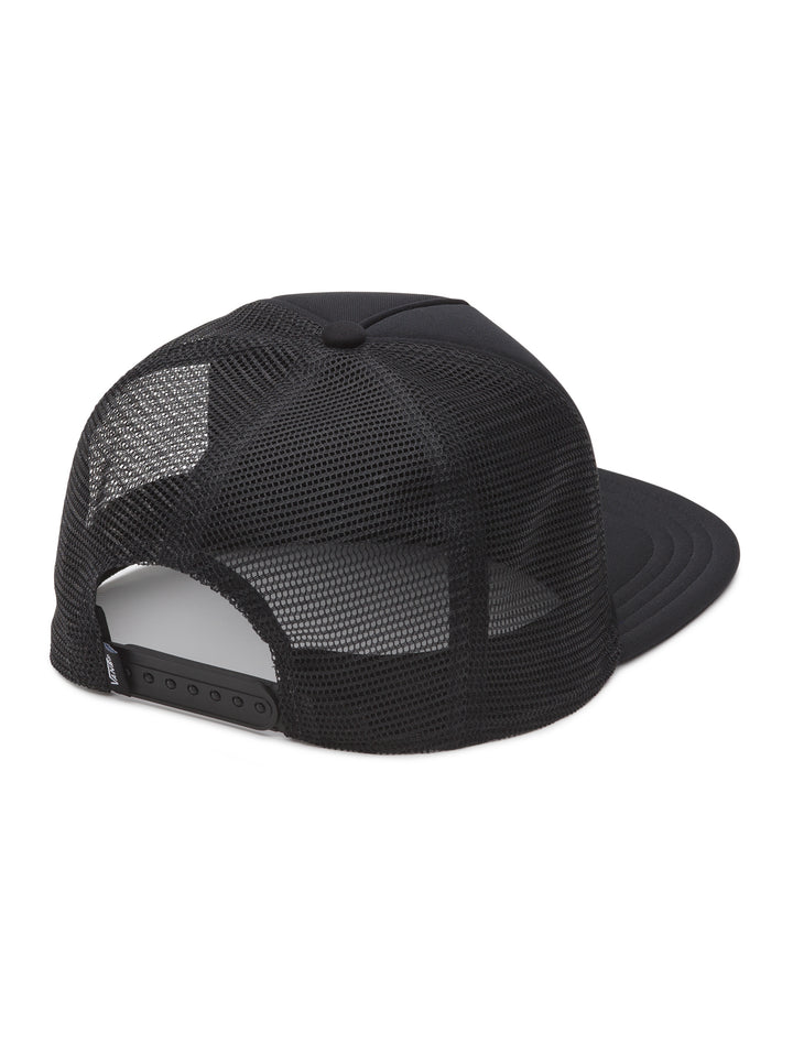 Gorra snapback color negro de la marca VANS con logotipo bordado en el frente y laterales de malla.