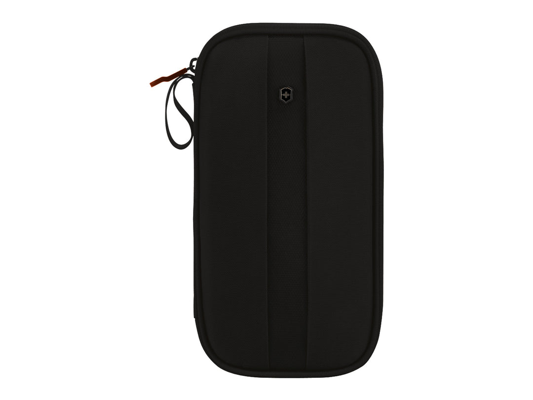Organizador de documentos Victorinox en color negro con bordes redondeados y cierre.