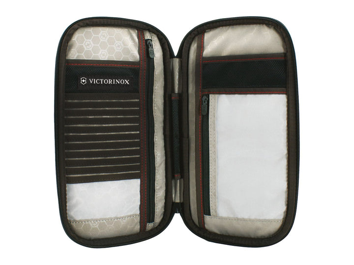 Organizador de documentos Victorinox en color negro con bordes redondeados y cierre.