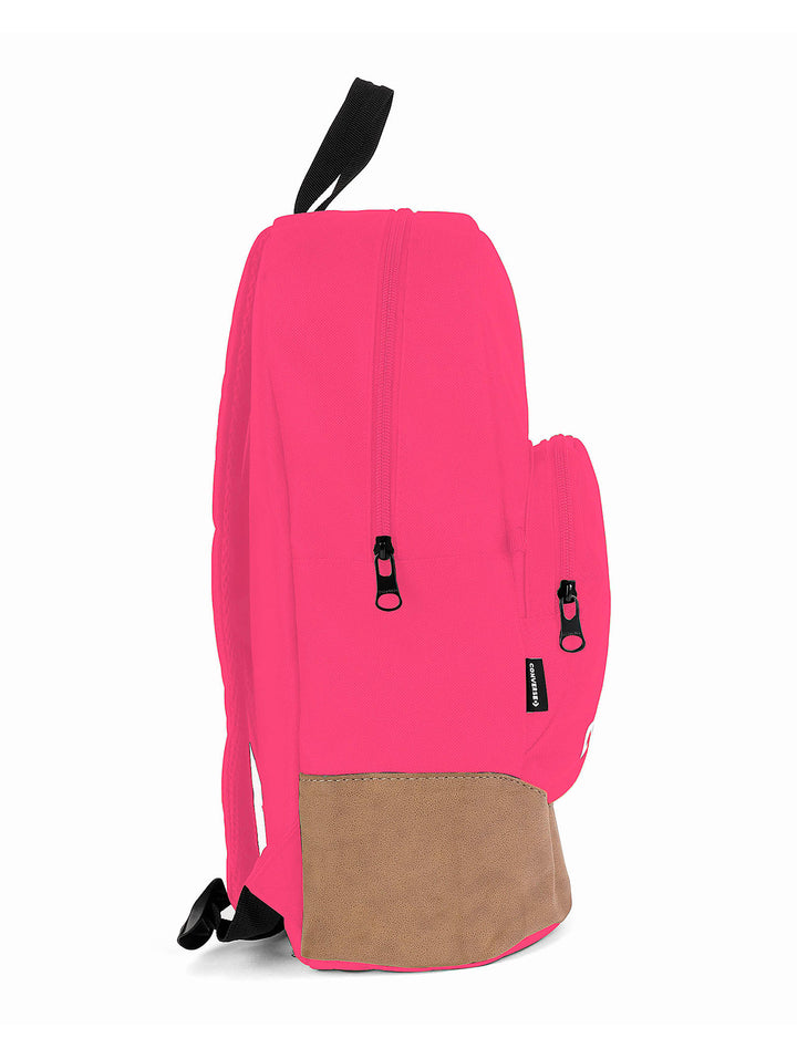 Mochila Converse de color fucsia con base marrón y logotipo blanco en el frente.