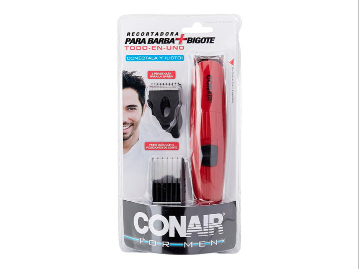 Recortadora de Barba Conair GMT8RCSES Roja con Set de 5 Piezas