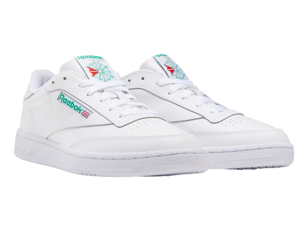 Tenis Reebok Club C 85 Blancos con Verde para Hombre