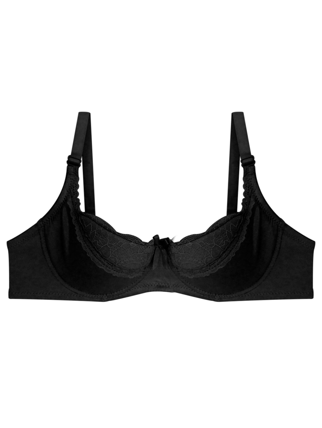 Brasier negro Carnival con detalles de encaje en las copas y tirantes ajustables.