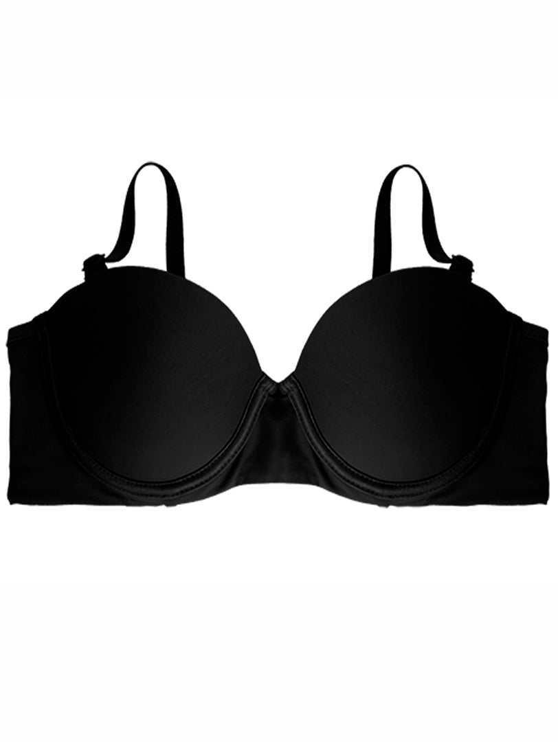 Brasier color negro para mujer con tirantes y copas lisas.