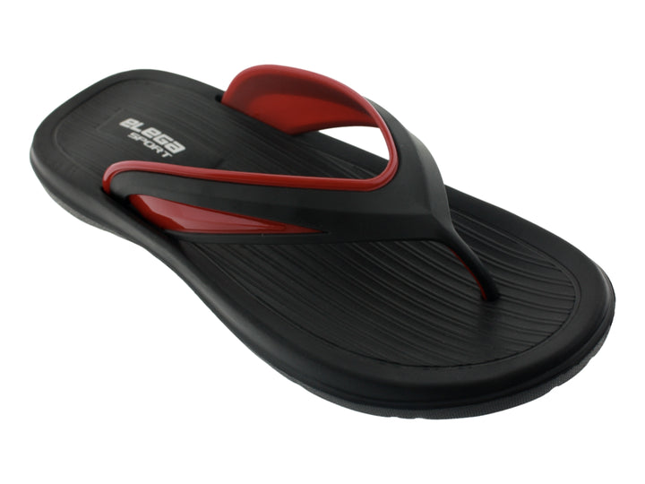 Sandalias deportivas Elega para hombre en color negro con correas en rojo y negro.