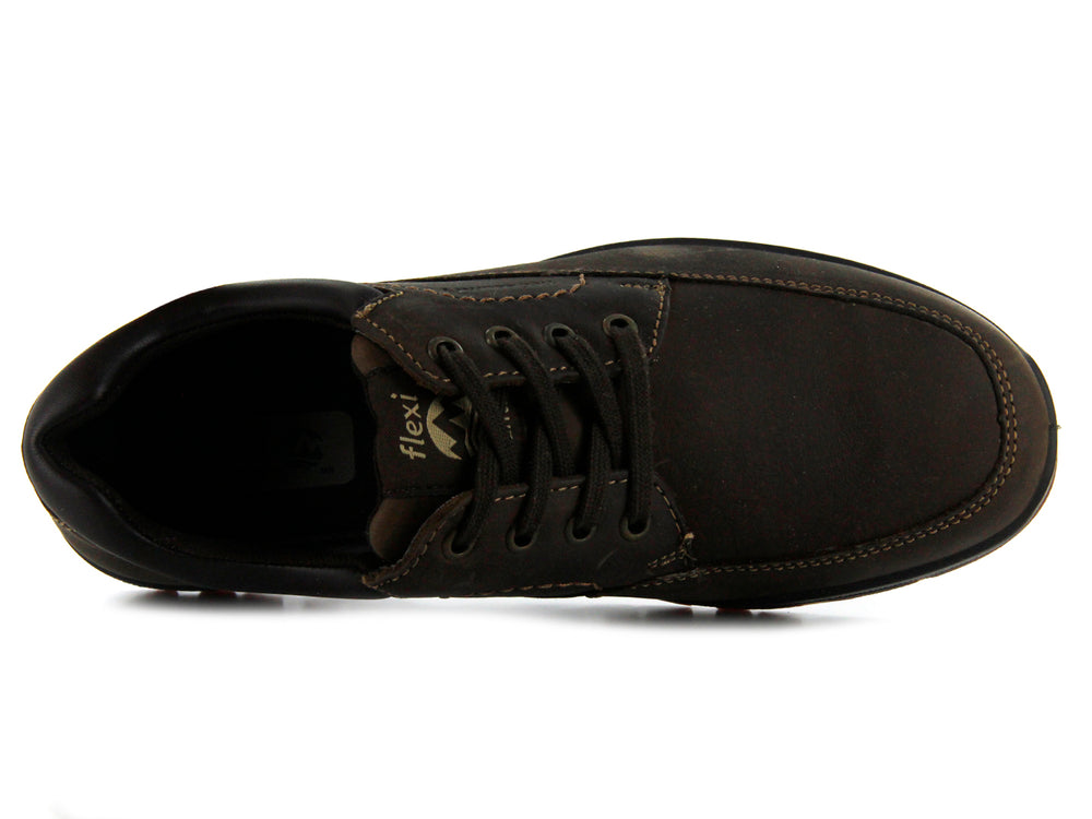 Zapatos Flexi Killian Country para hombre en color café oscuro con cordones y suela dentada.