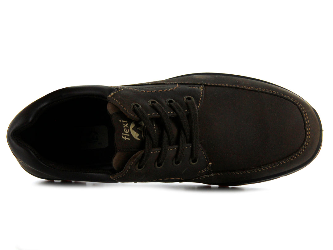 Zapatos Flexi Killian Country para hombre en color café oscuro con cordones y suela dentada.