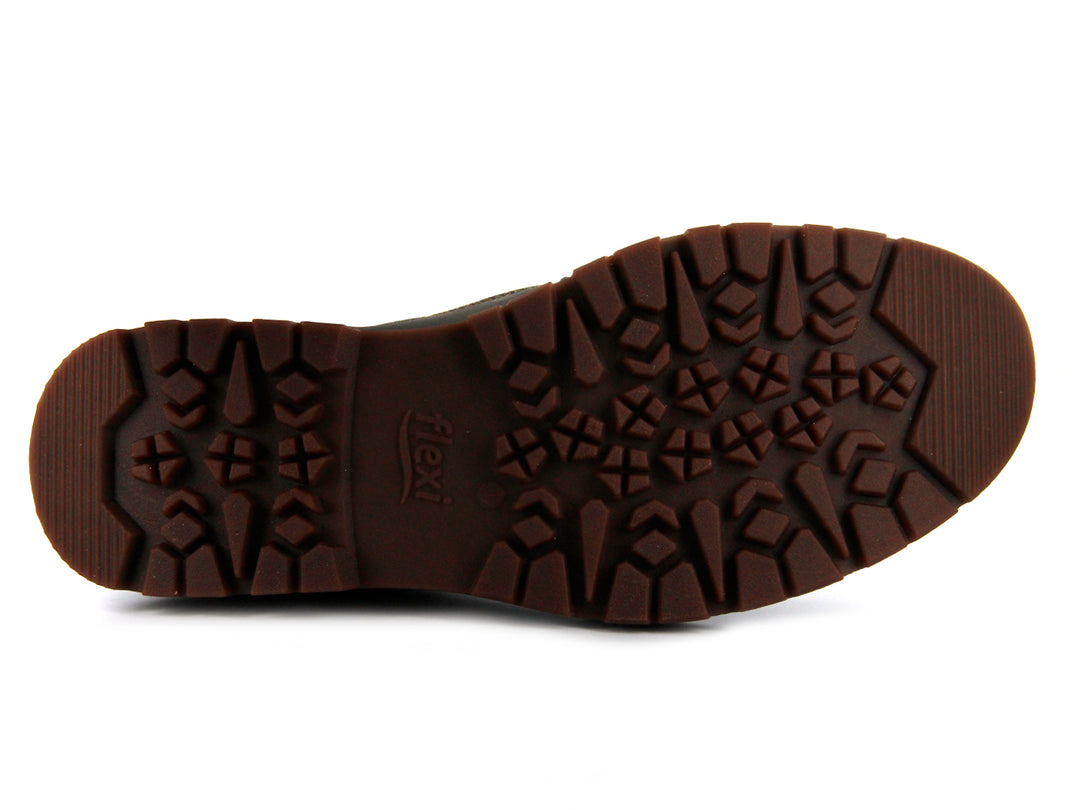 Zapatos Flexi Killian Country para hombre en color café oscuro con cordones y suela dentada.