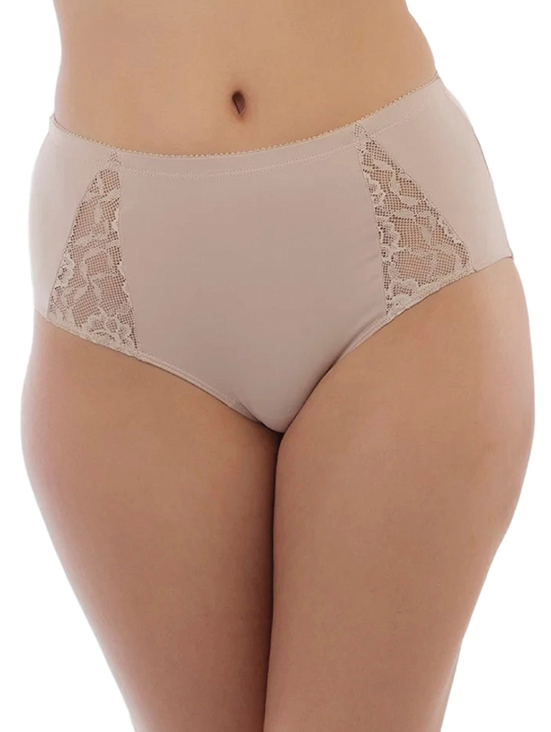 Panty de color nude con detalles de encaje en los costados para mujer.
