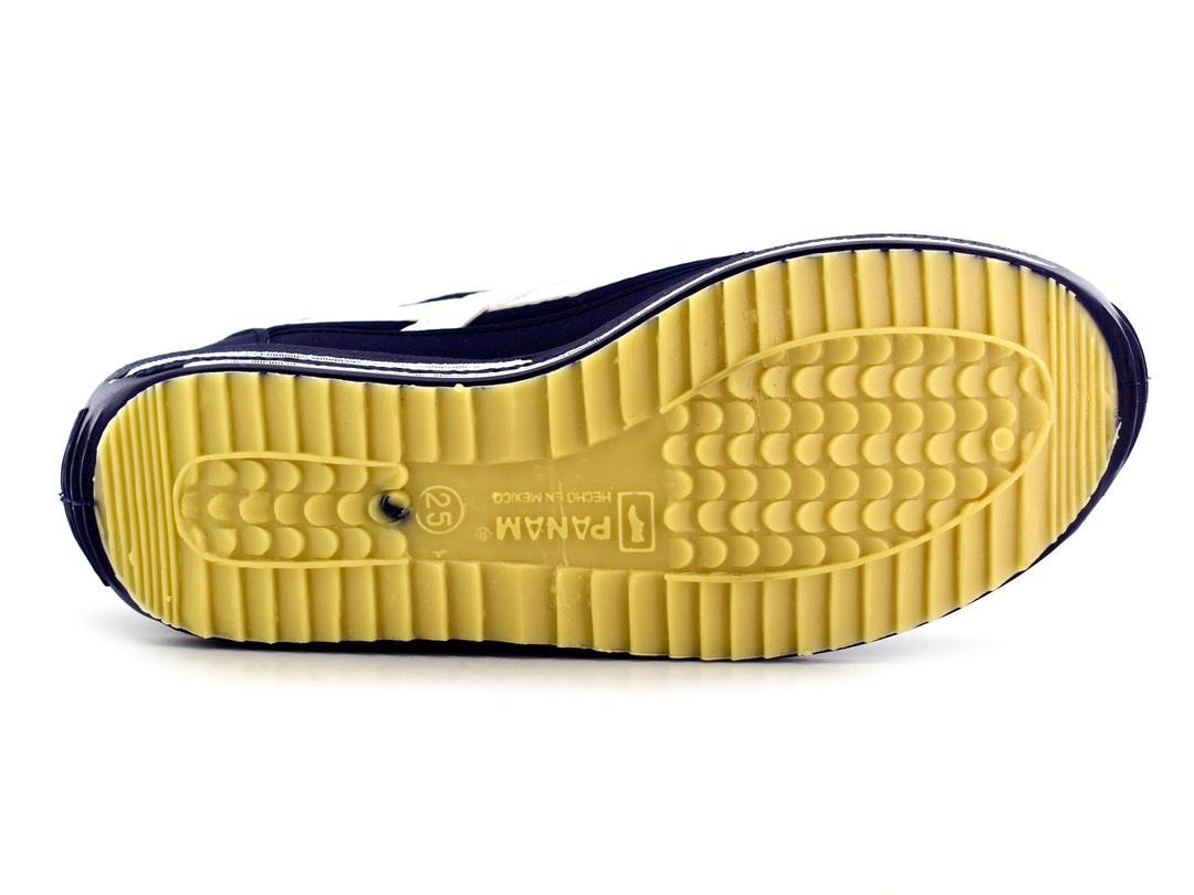 Tenis Panam Retro para hombre en color azul marino con franja y cordones blancos.