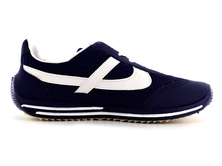 Tenis Panam Retro para hombre en color azul marino con franja y cordones blancos.
