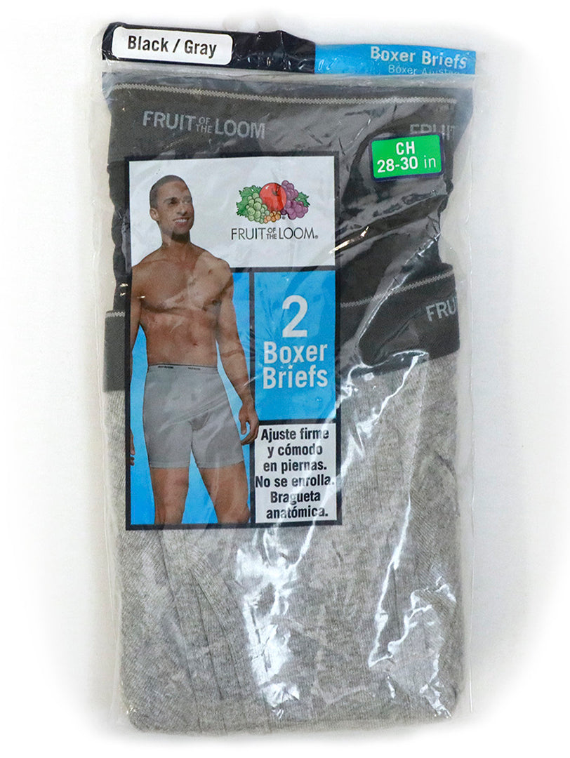 Paquete de 2 bóxers ajustados Fruit of the Loom en colores negro y gris.