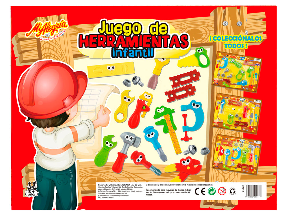 Set de herramientas didácticas de plástico multicolor con caras divertidas para niños.