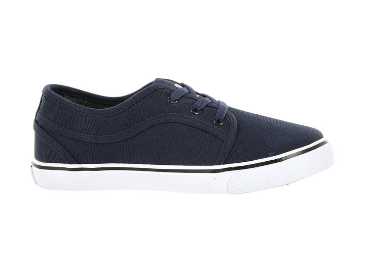 Tenis casuales K-SWISS para niños en color azul marino con suela blanca y cordones.