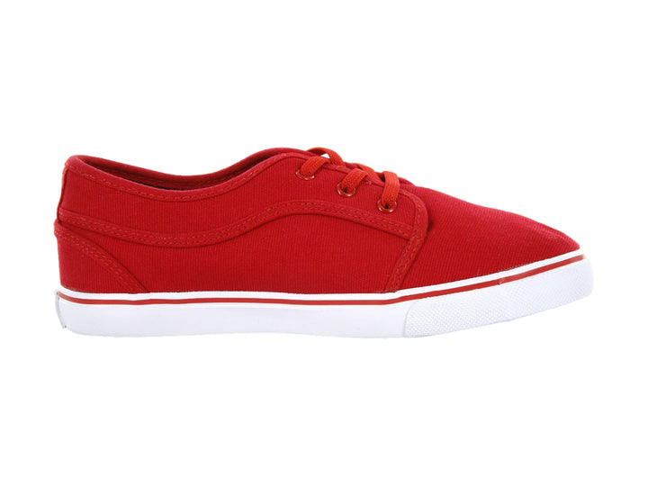 Tenis K-Swiss para niño en color rojo con suela blanca y cordones rojos.