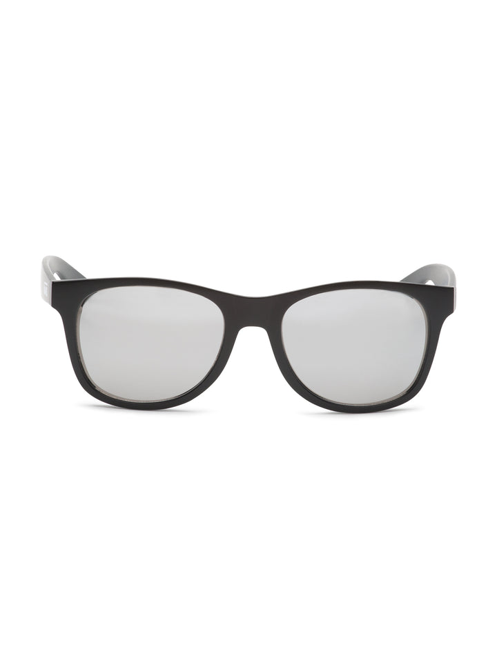 Lentes de sol Vans Spicoli 4 Shades color negro mate con cristales espejados plateados.