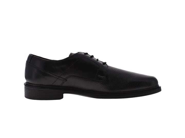 Zapato formal JARKING color negro de cuero con textura y agujetas, vista lateral sobre fondo blanco.