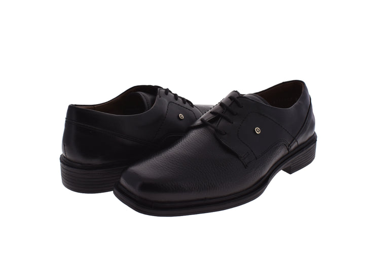 Zapato formal JARKING color negro de cuero con textura y agujetas, vista lateral sobre fondo blanco.