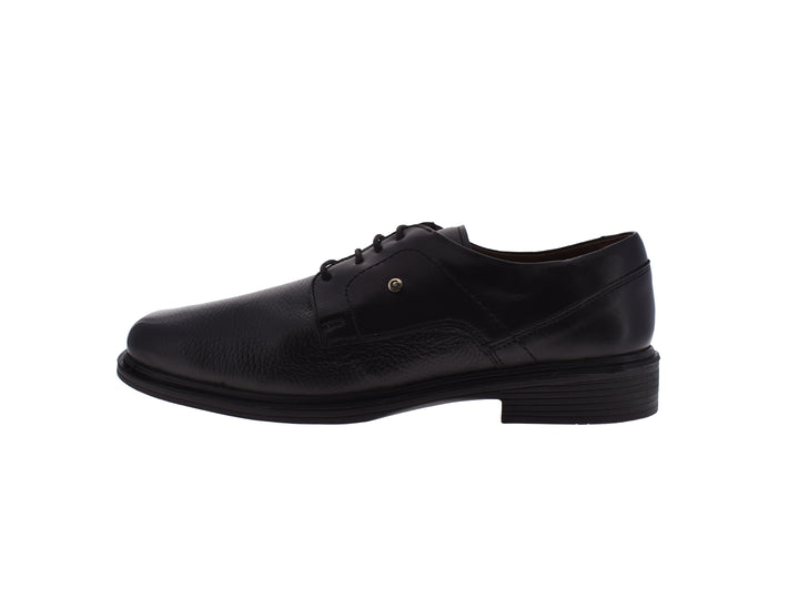 Zapato formal JARKING color negro de cuero con textura y agujetas, vista lateral sobre fondo blanco.