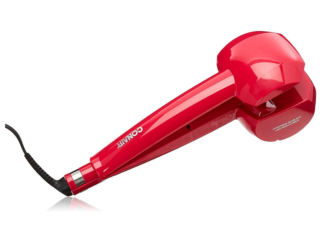 Tenaza rizadora de cabello Conair color rosa brillante con acabado cerámico y turmalina.
