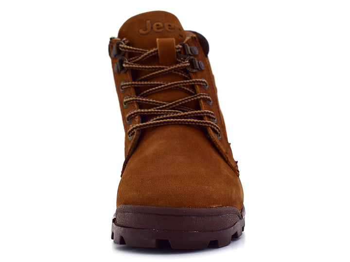 Bota Jeep 1950 de nobuck color bronce con suela marrón oscuro y cordones