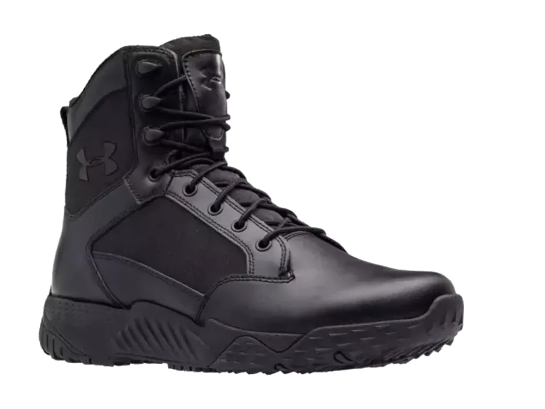 Bota Under Armour Jungle Rat en color negro, de caña alta con materiales mixtos de cuero y tela.