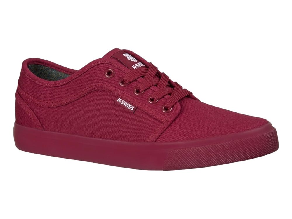 Tenis K-Swiss Forest color burgundy monochrome de tela con suela a juego.