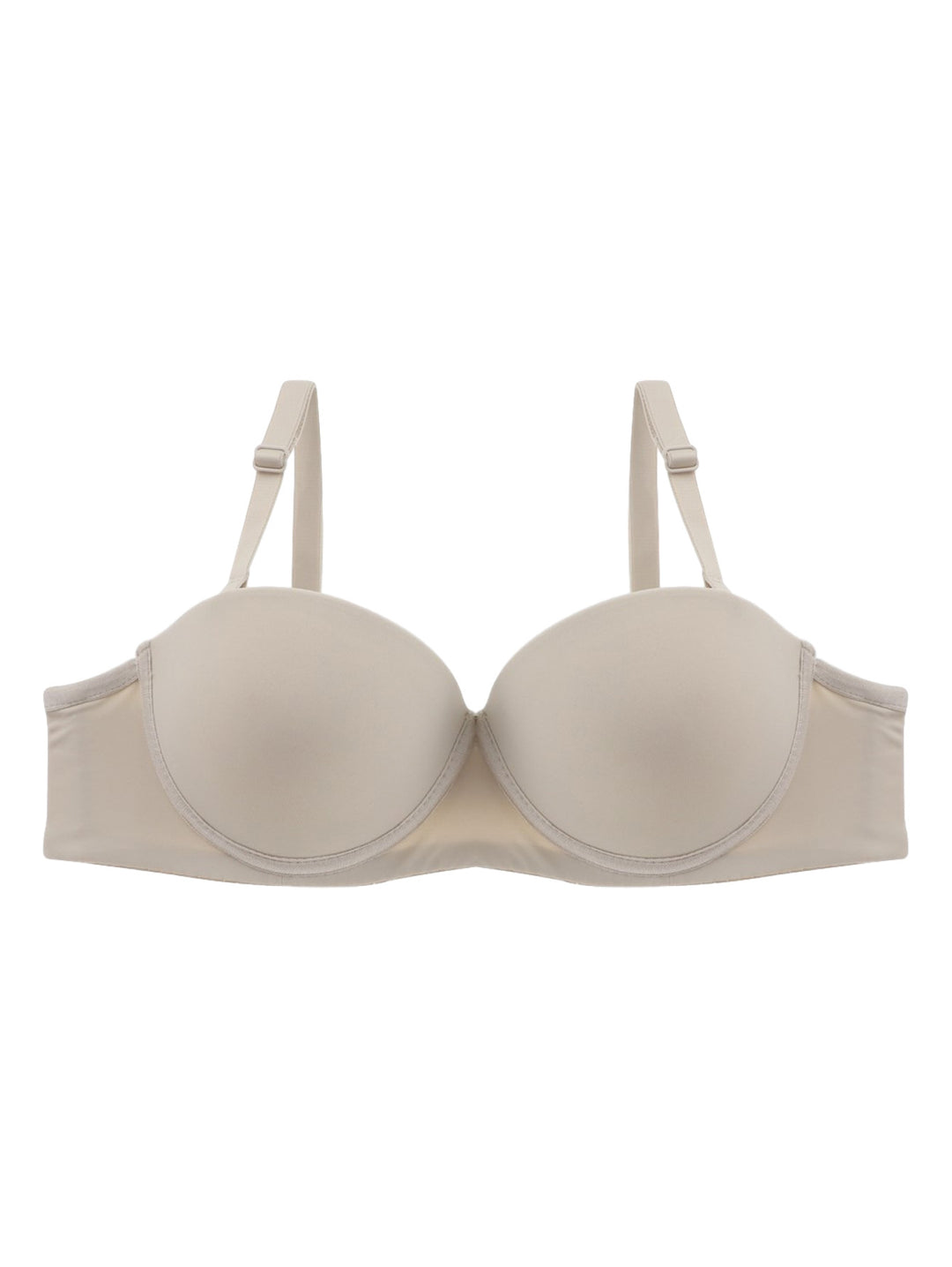 Brasier color beige para mujer con copas lisas y tirantes ajustables.