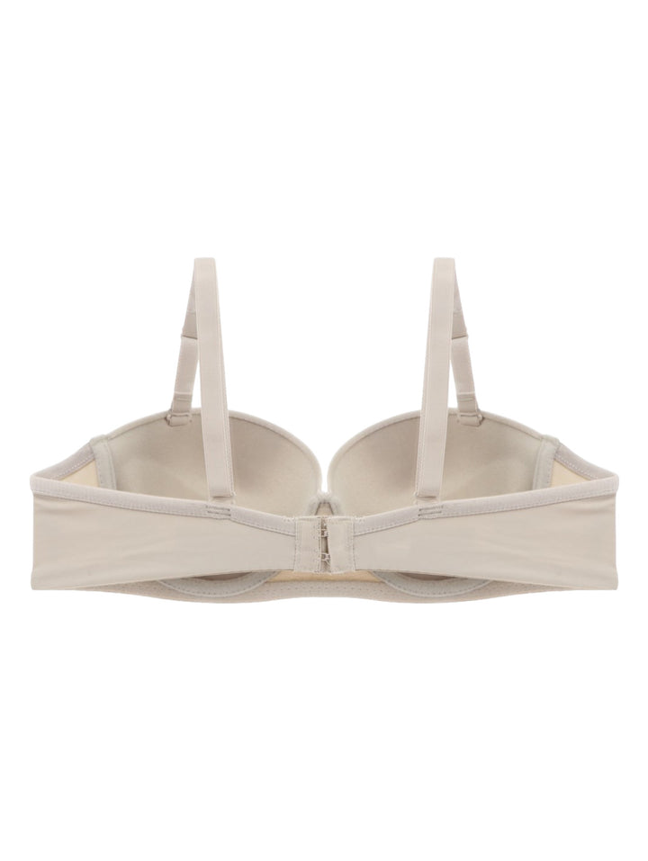 Brasier color beige para mujer con copas lisas y tirantes ajustables.
