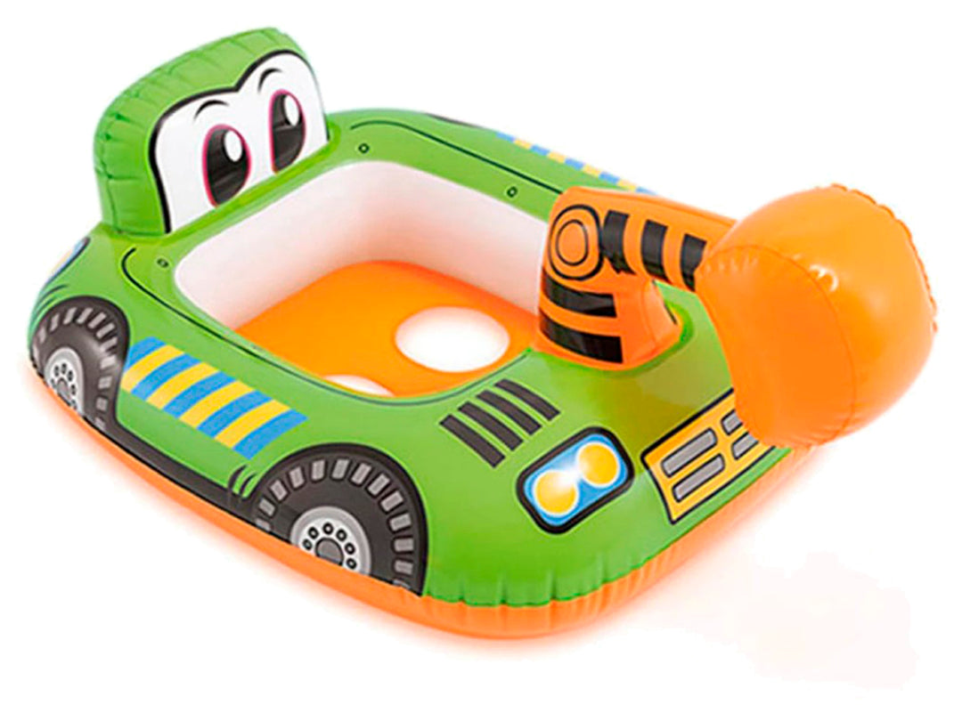Salvavidas inflable para bebé con diseño de camión de bomberos en colores rojo, azul y amarillo.