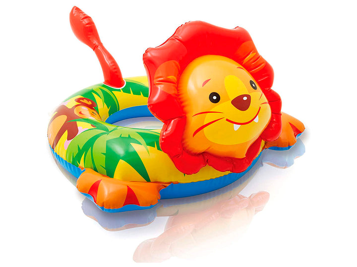 Salvavidas inflable multicolor con diseño de león para niños.