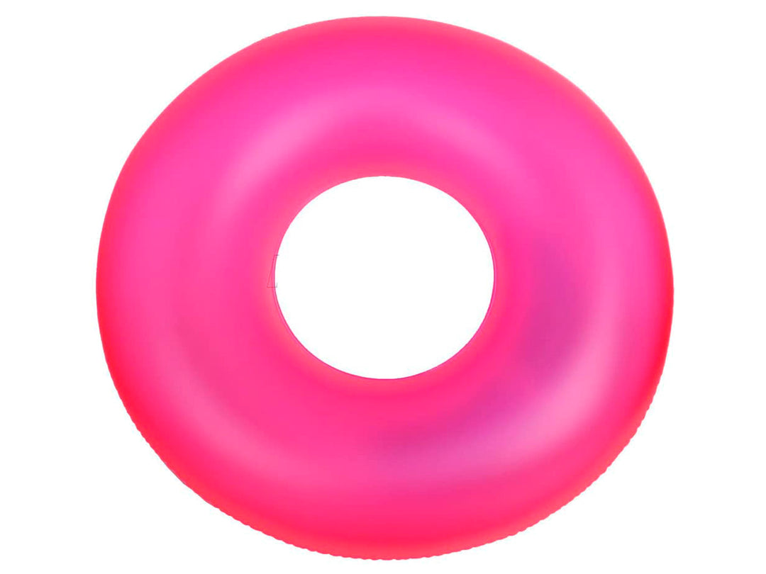 Salvavidas inflable circular de color rosa neón brillante.
