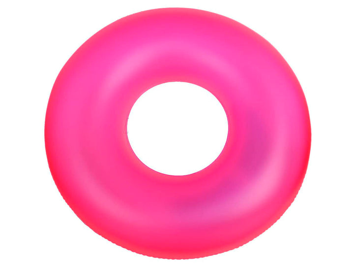 Salvavidas inflable circular de color rosa neón brillante.