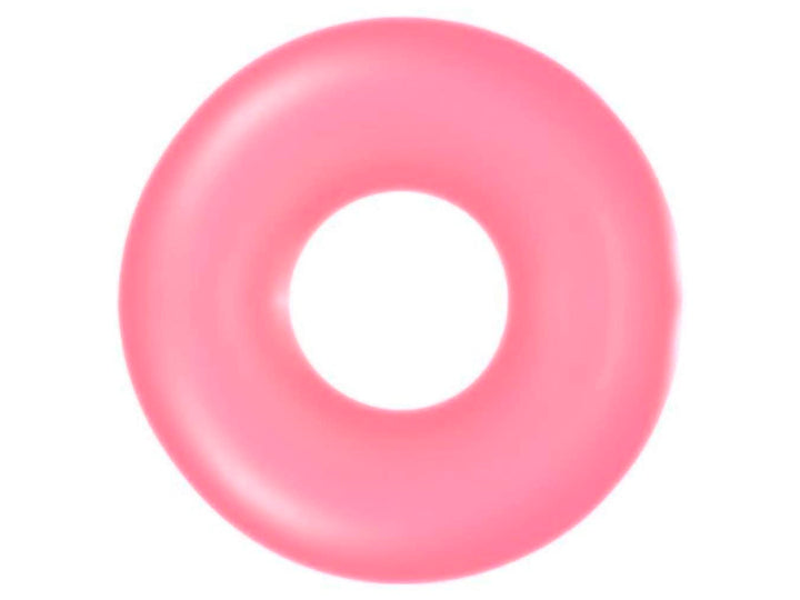 Salvavidas inflable circular de color rosa neón brillante.