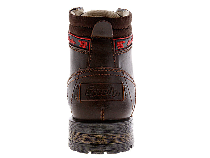 Botas Romanos modelo Rino en color chocolate, de cuero con agujetas y suela robusta.