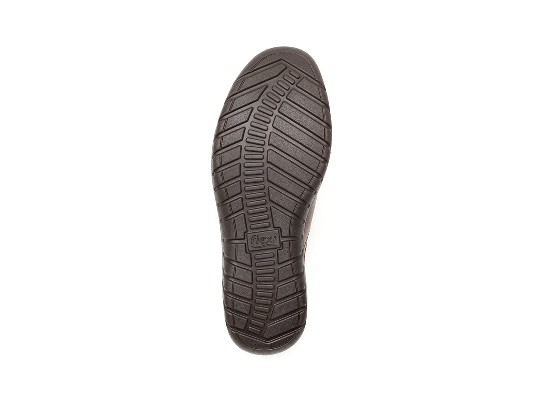 Zapato plano Flexi Jane para mujer en color café, fabricado en cuero con diseño casual y cómodo.