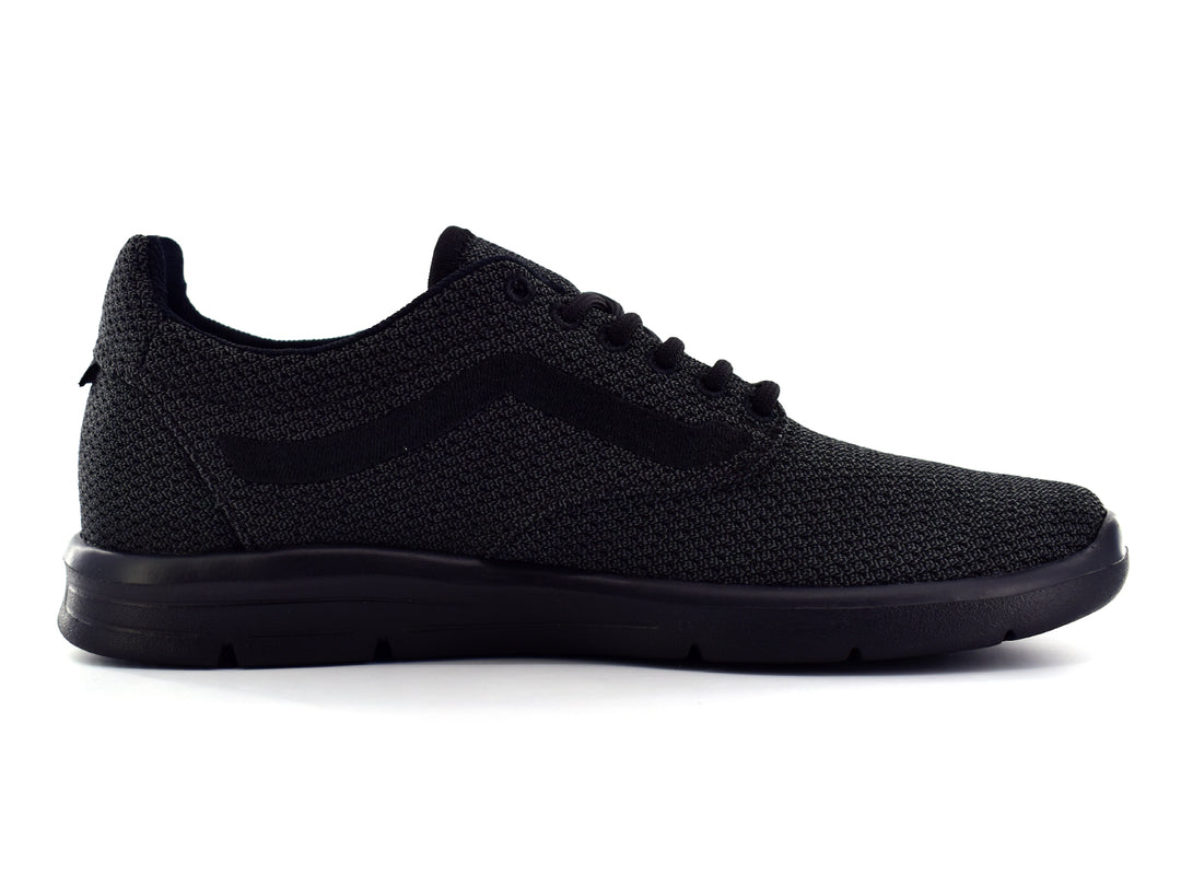 Tenis VANS ISO 1.5 color negro con tejido de malla y suela plana.