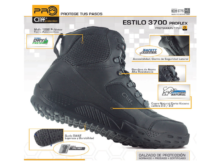 Botas Cliff Tactic Mid Negro para Hombre