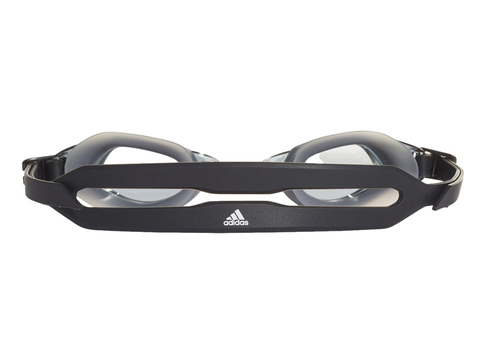 Gafas de natación Adidas Persistar FitJr en color negro con lentes ahumados y correa ajustable.