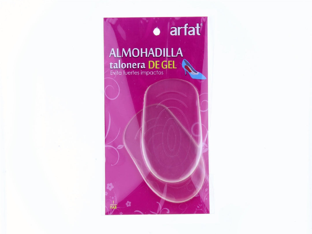 Par de taloneras de gel transparentes en empaque rosa marca Arfat.