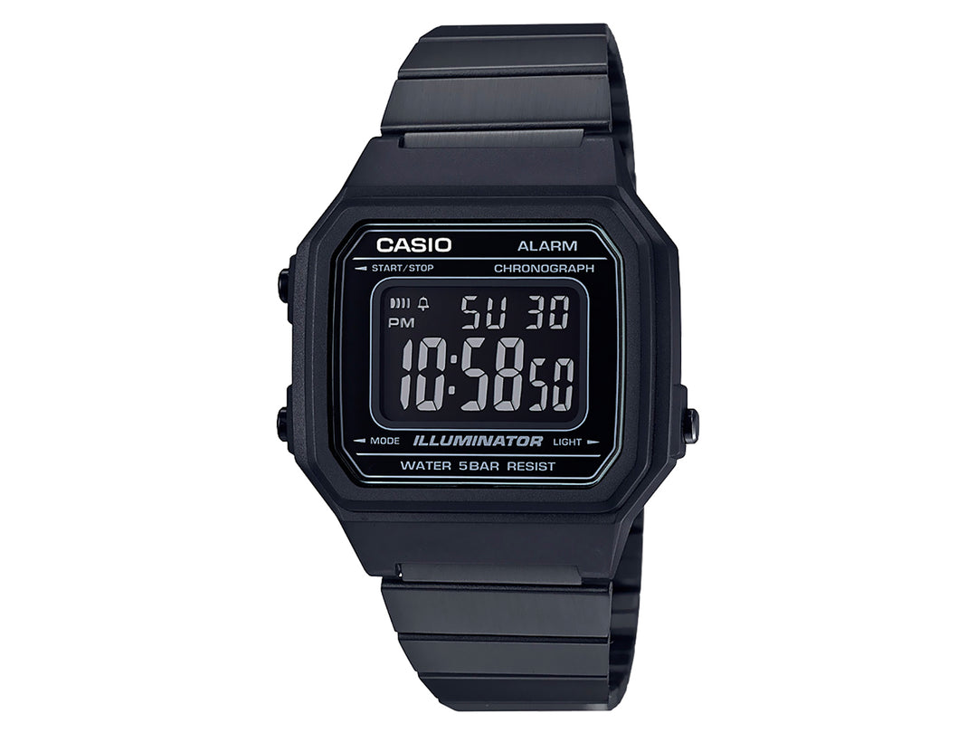 Reloj digital Casio B-650WB para hombre en color negro con correa de resina y pantalla rectangular.