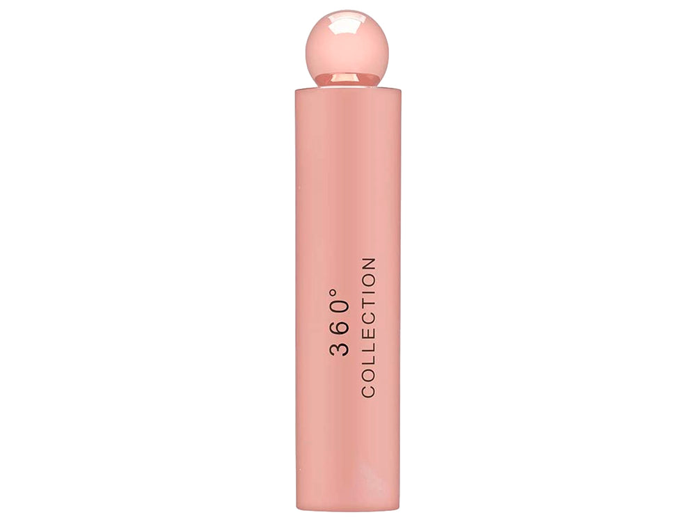 Perfume Perry Ellis 360 Collection Rose para mujer en botella y caja de color rosa mate.