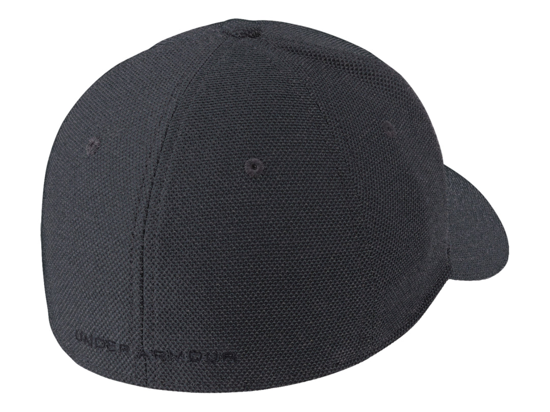 Gorra deportiva Under Armour de color negro con logotipo frontal en relieve y textura de tela jaspeada.