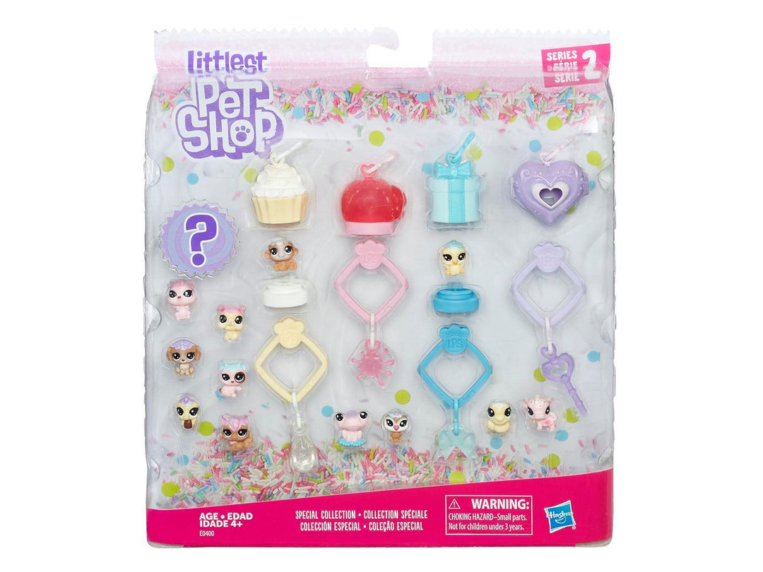 Set de figuras de animales y accesorios Littlest Pet Shop de Hasbro en colores pastel.